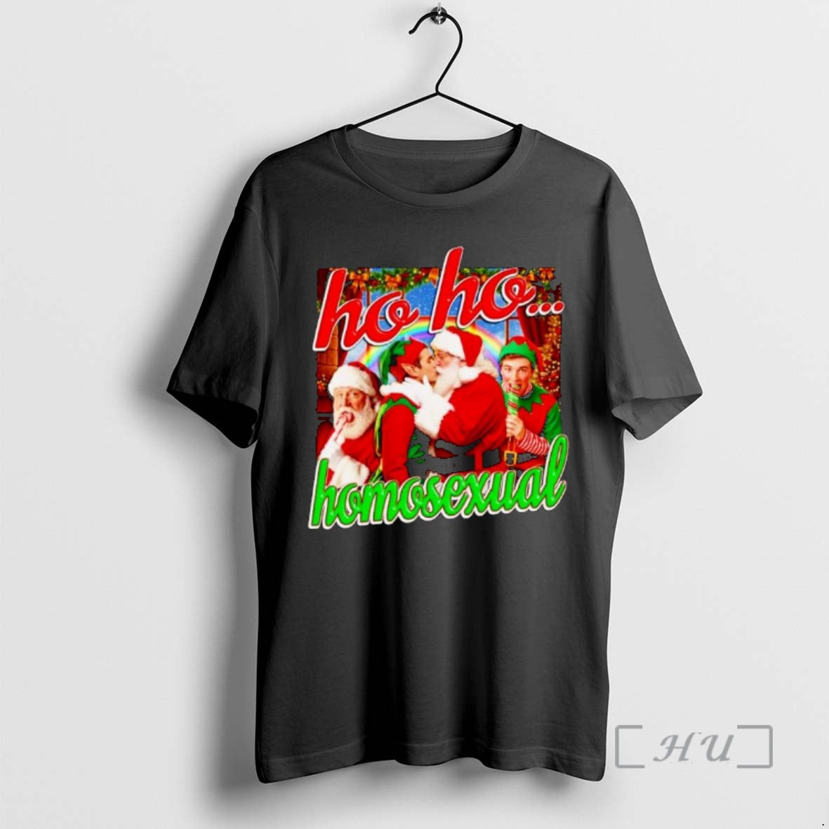 Officials Santa And Elf Ho Ho Homosexual Ornaments