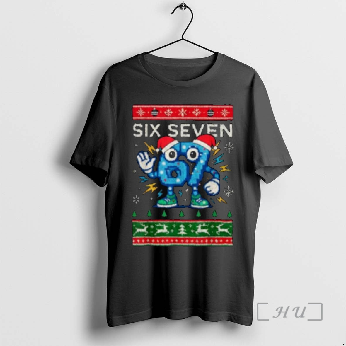 Officials Six Seven Christmas 67 Meme Funny Brainrot Circle Black
