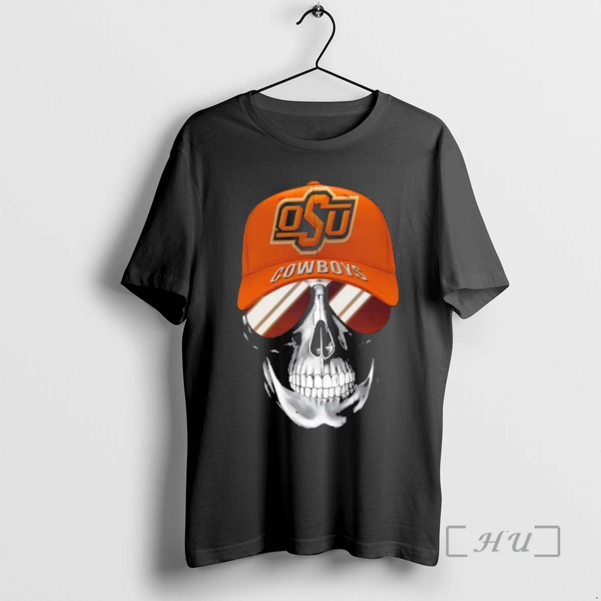 Officials Skull Wearing A Cap Oklahoma State Cowboys And Smiling With Fans Premium T Shirts