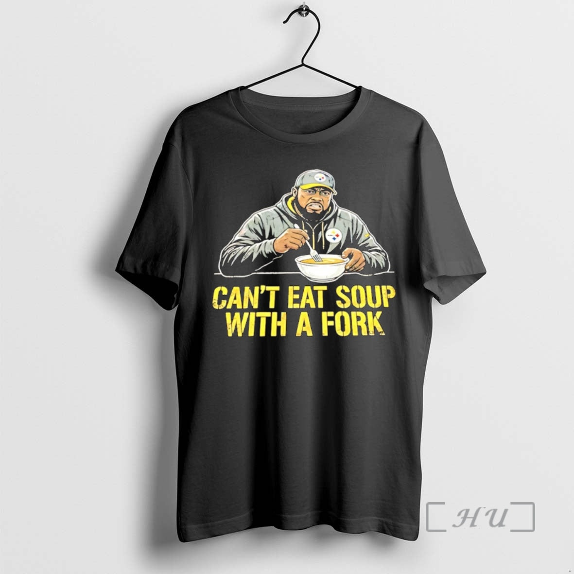 Officials Steelers Coach Mike Tomlin Cant Eat Soup With A Fork Christmas Premium T Shirts