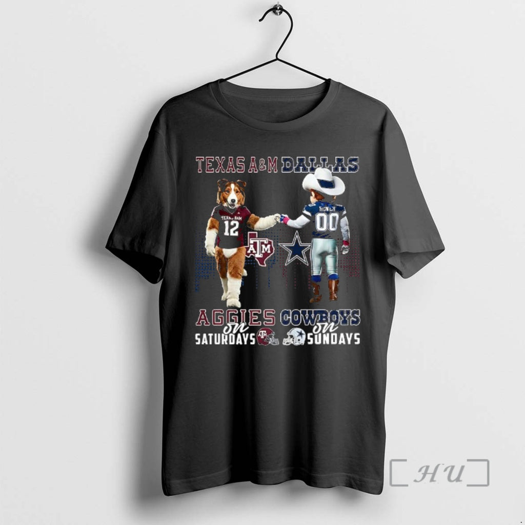Officials Texas Am Aggies On Saturdays Vs Dallas Cowboys On Sundays Mascot Premium T Shirts