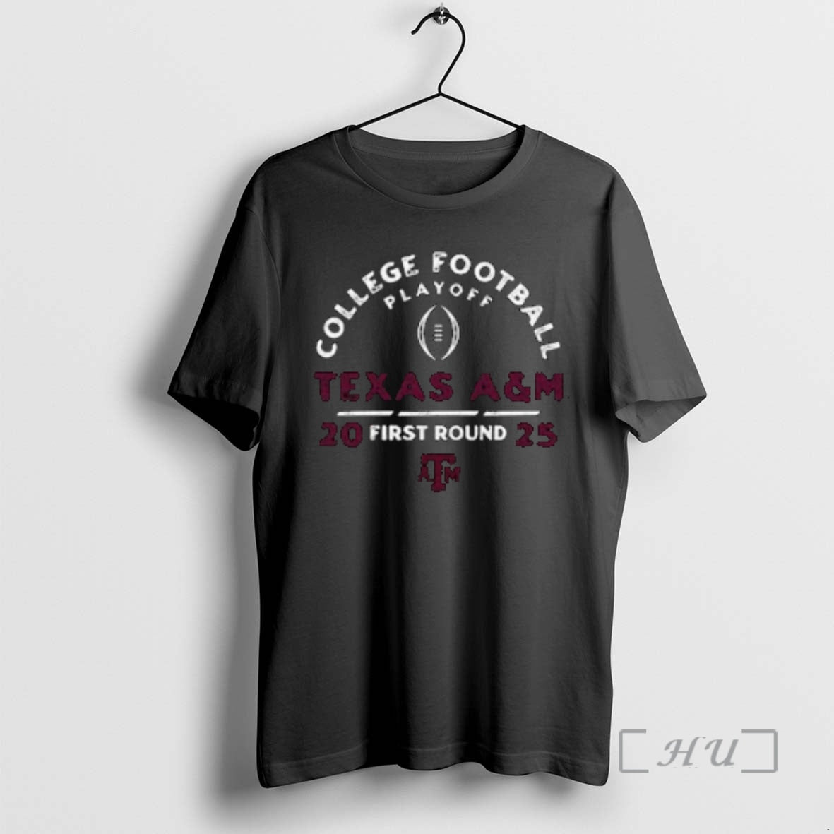 Officials Texas Am Aggies College Football Playoff 2025 First Round Circle Black Premium T Shirts