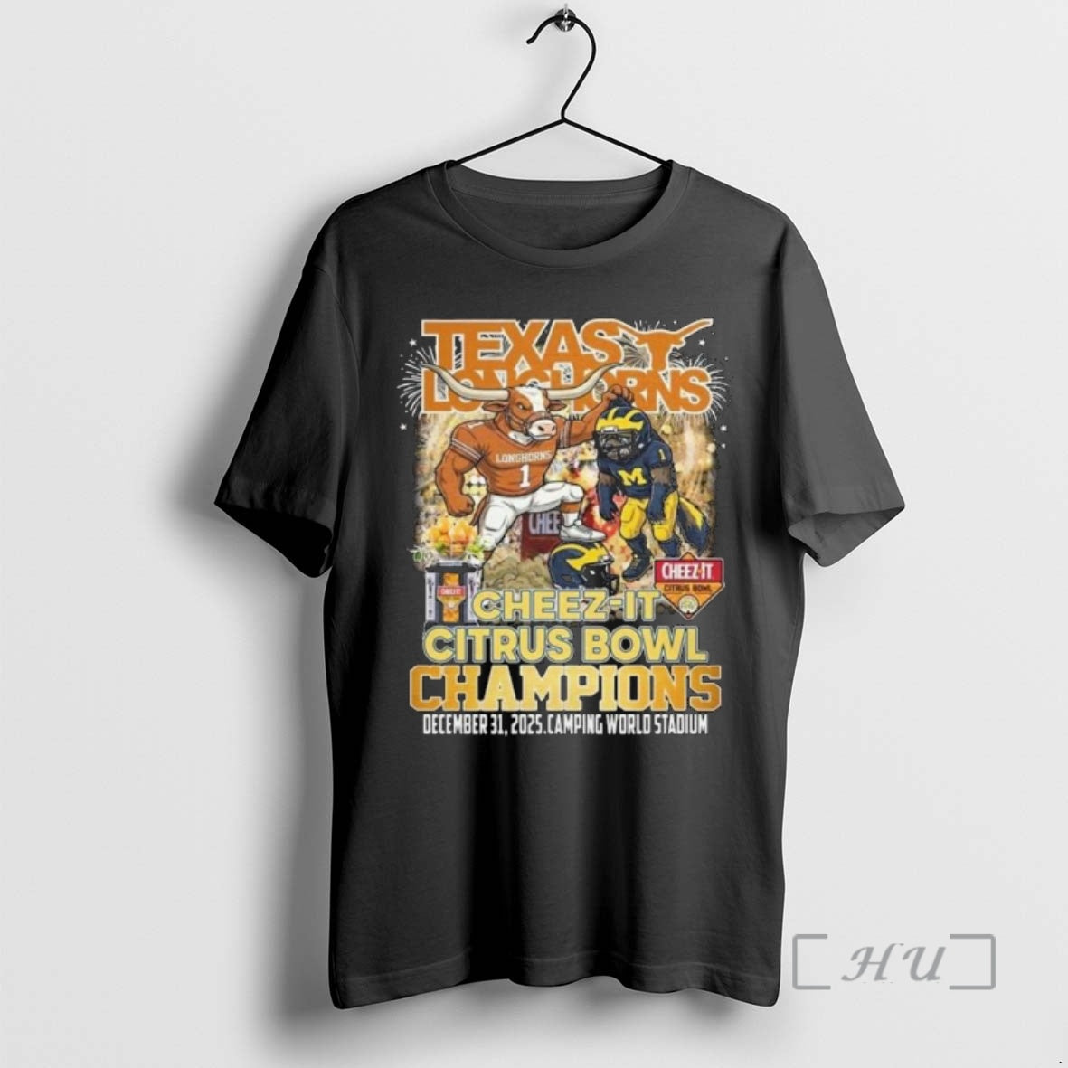 Officials Texas Longhorns Cheez It Citrus Bowl Champions 2025 Dec 31 Mascot Premium T Shirts