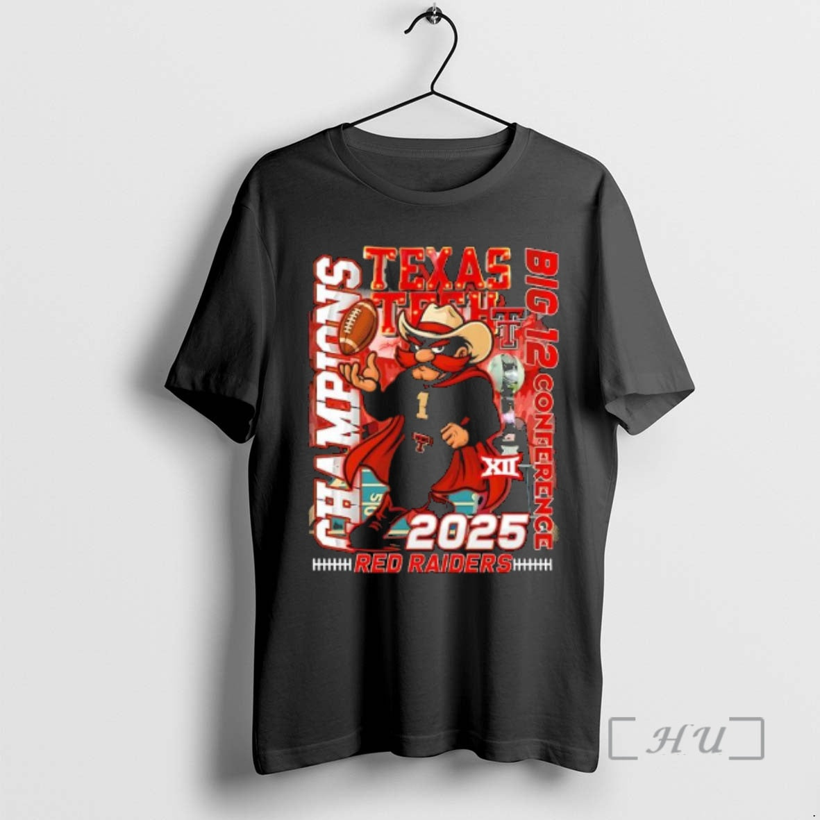 Officials Texas Tech Red Raiders 2025 Big 12 Conference Champions Mascot Logo Premium T Shirts