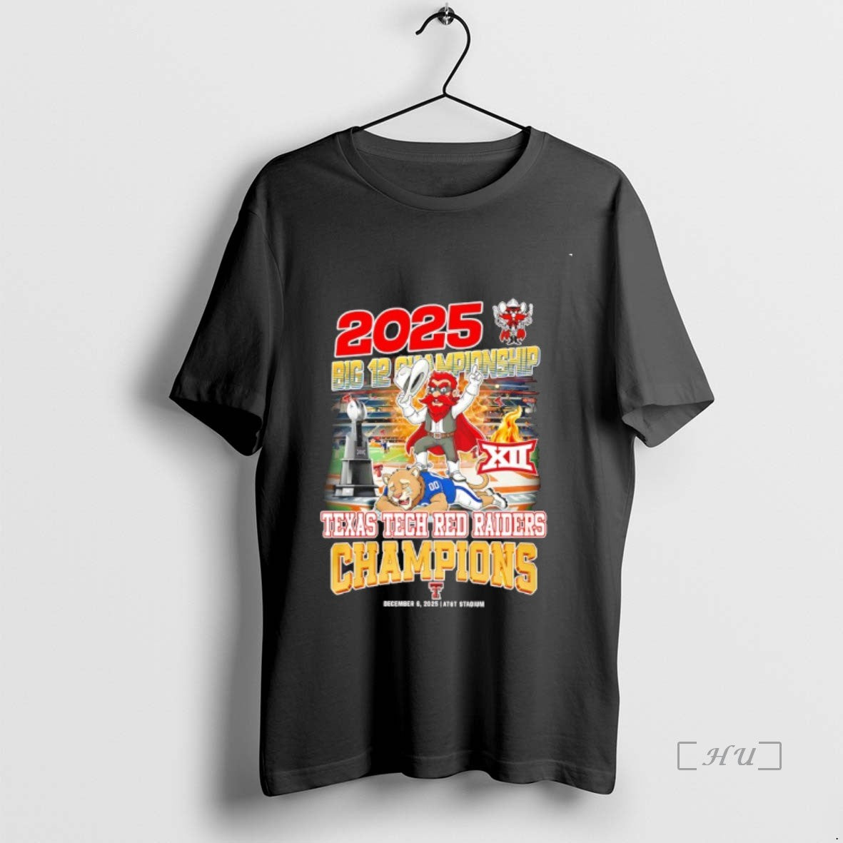 Officials Texas Tech Red Raiders Football 2025 Big 12 Champions Mascot Premium T Shirts Sweater