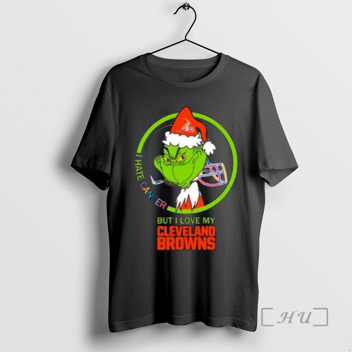Officials The Grinch I Hate Cancer But I Love My Cleveland Browns Merry Christmas Circle