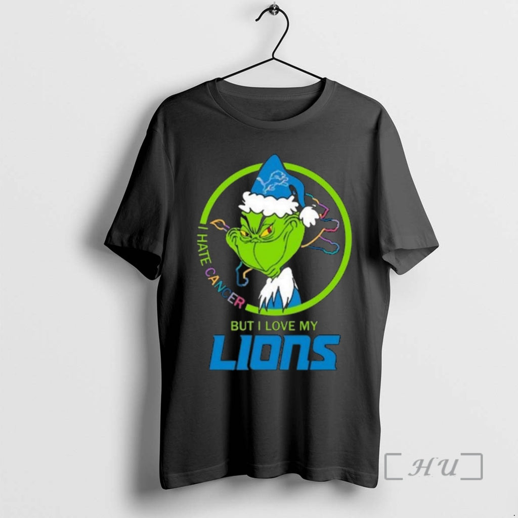 Officials The Grinch I Hate Cancer But I Love My Detroit Lions Merry Christmas Premium
