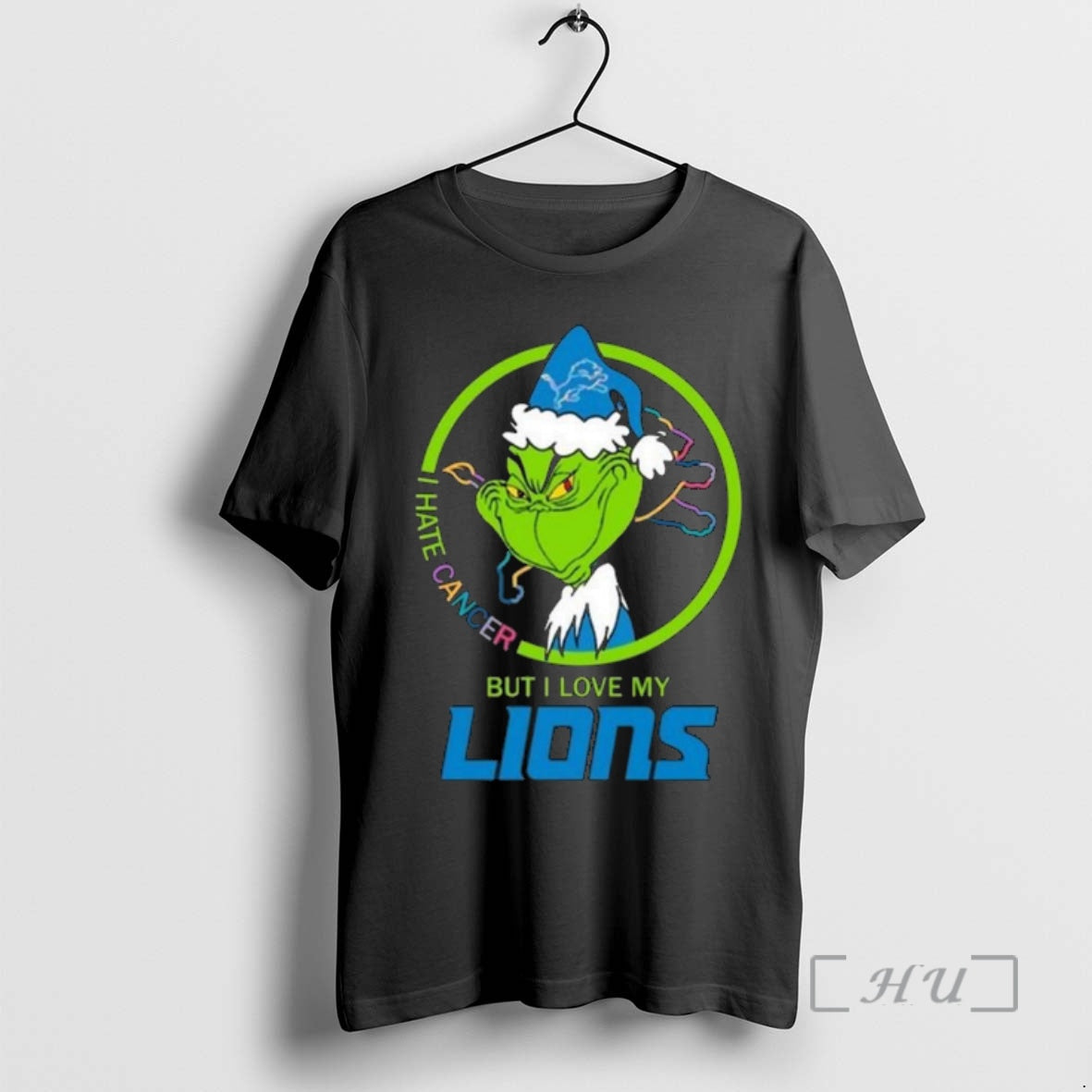Officials The Grinch I Hate Cancer But I Love My Detroit Lions Merry Christmas Premium