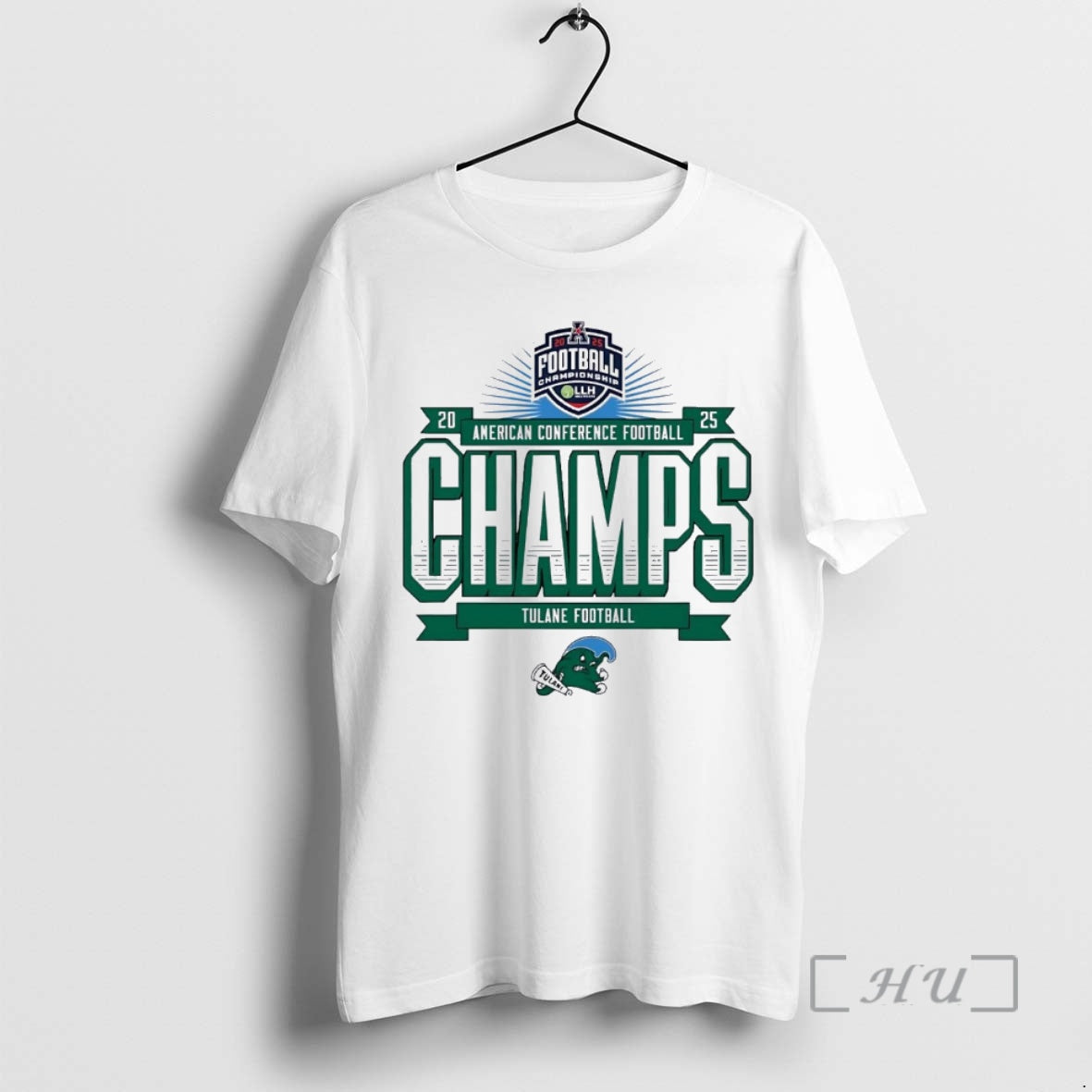 Officials Tulane Green Wave 2025 American Conference Football Champions 2 Sided Christmas Premium T Shirts