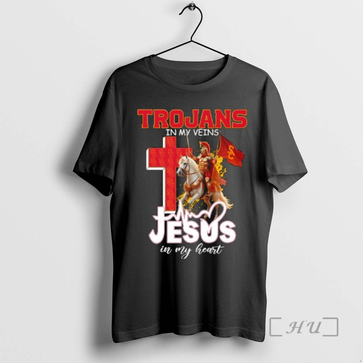 Officials Usc Trojans In My Veins Jesus In My Heart Flag Premium T Shirts Sweater