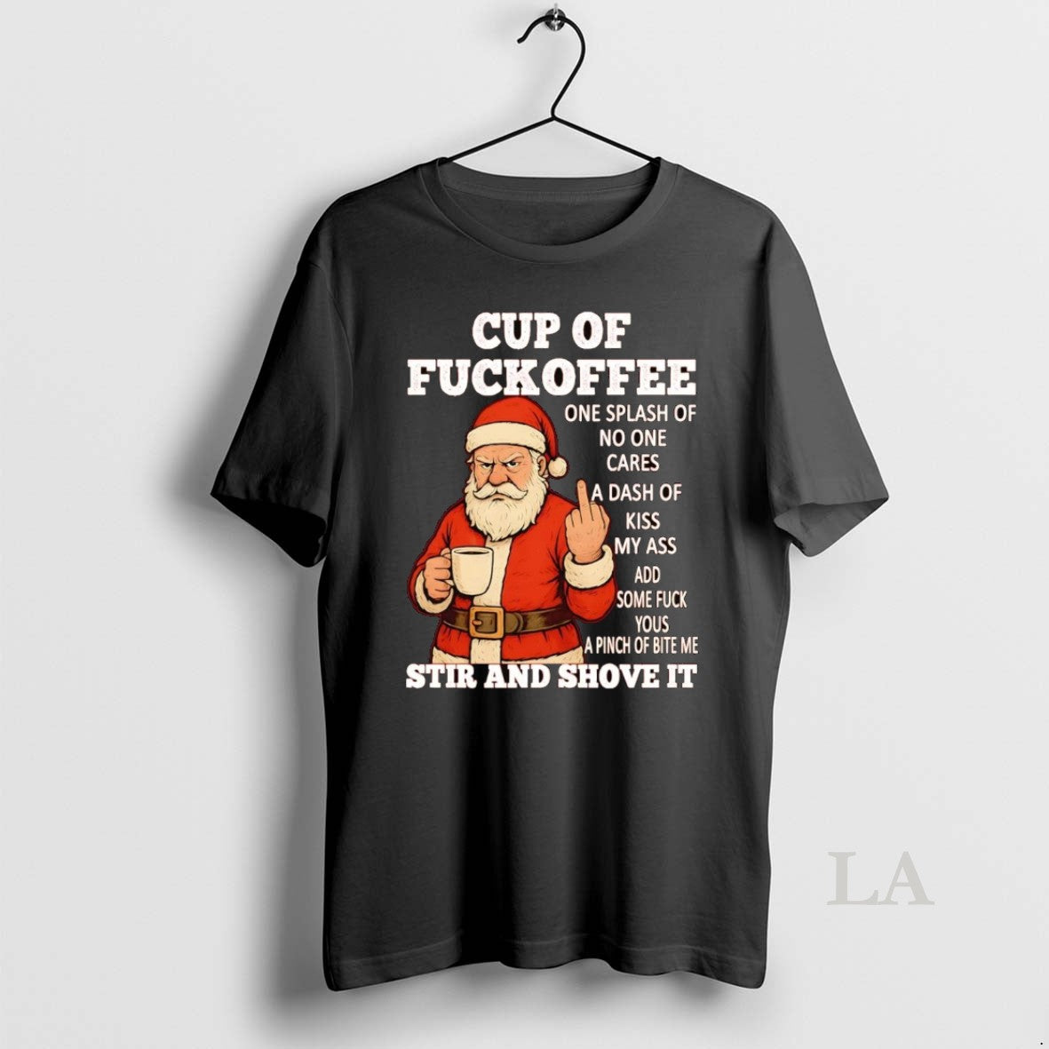 Original Santa Middle Finger Cup Of Fuckoffee Stir And Shove It Christmas