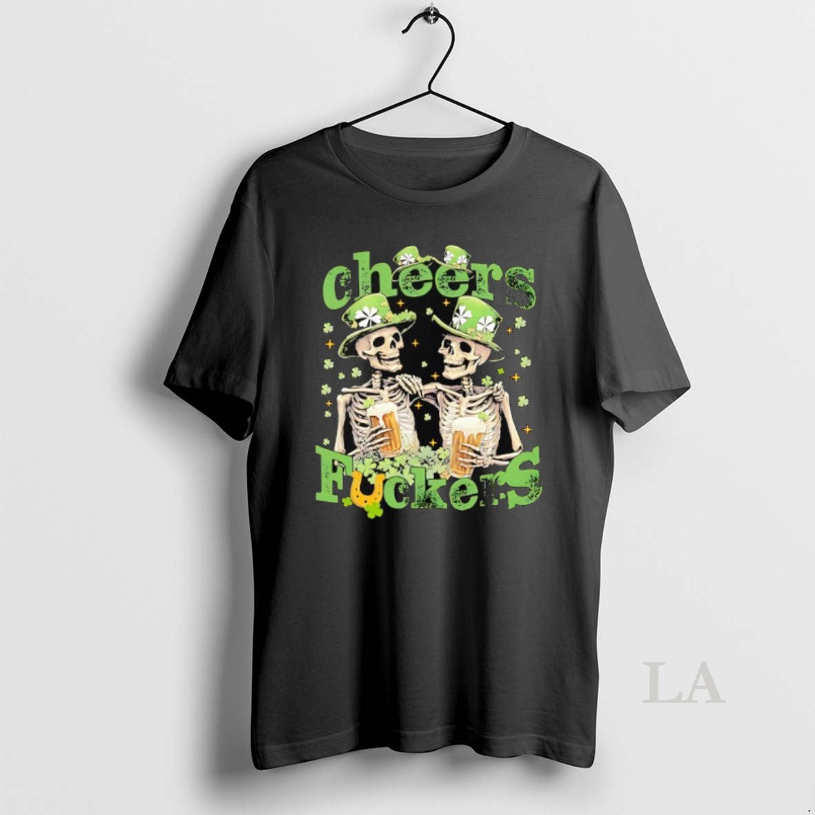 Original Skeleton Drinking Beer Cheers Fuckers St Patricks Day Funny