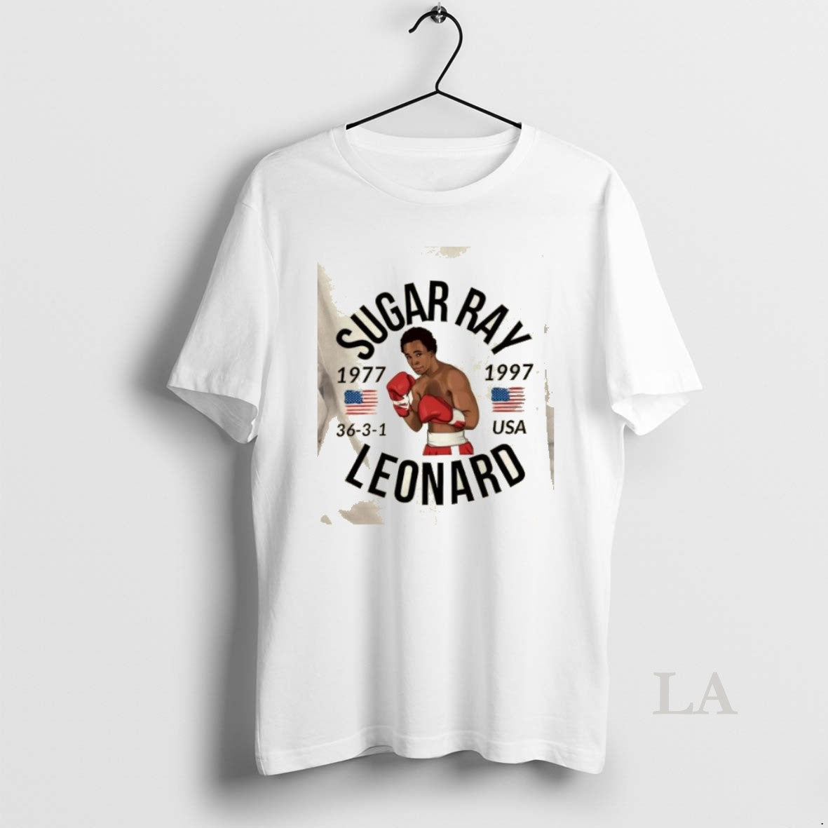 Original Sugar Ray Leonard 1977 Usa Flag
