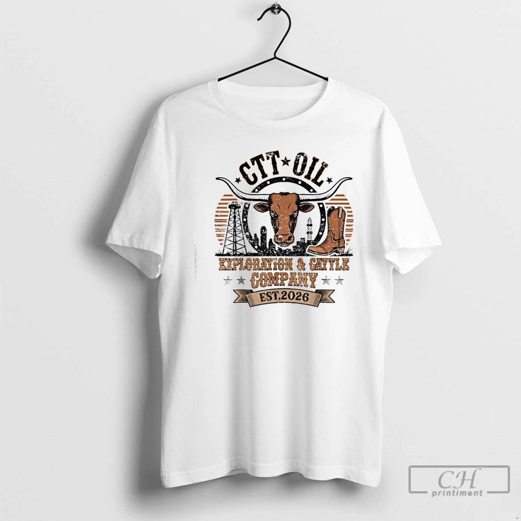 Premium Ctt Oil Exploration Cattle Company Texas Funny Logo