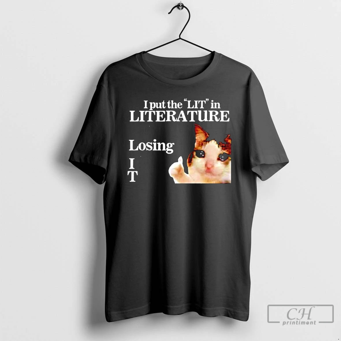 Premium Cat I Put The Lit In Literature Losing It Graphic