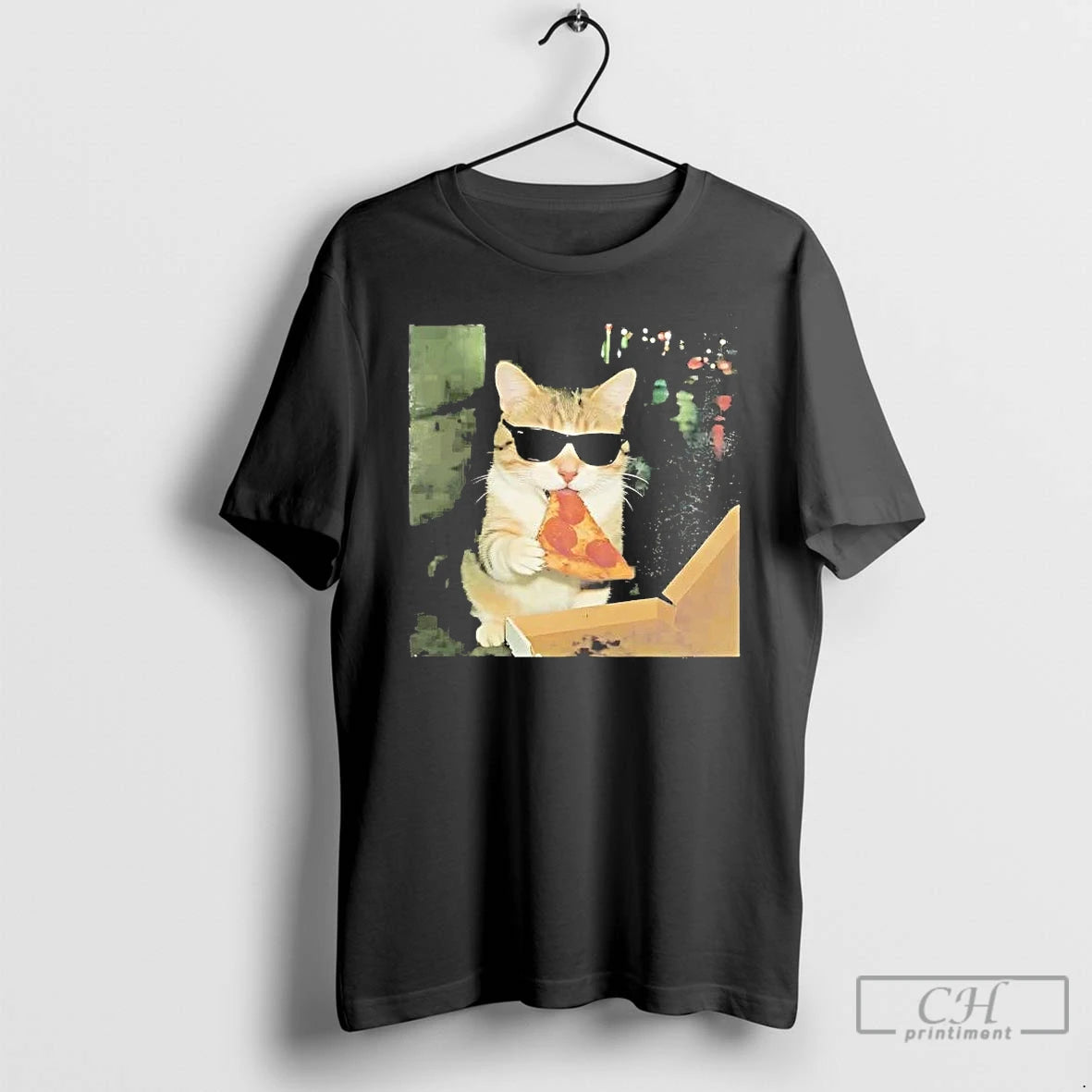 Premium Cat Sunglasses Eating Pizza Meme