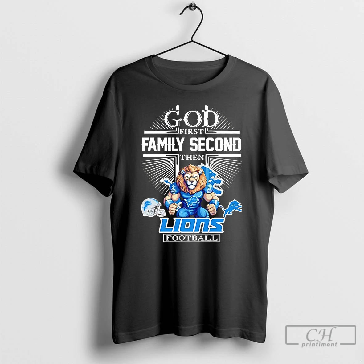 Premium God First Family Second Then Detroit Lions Football Mascot 2025