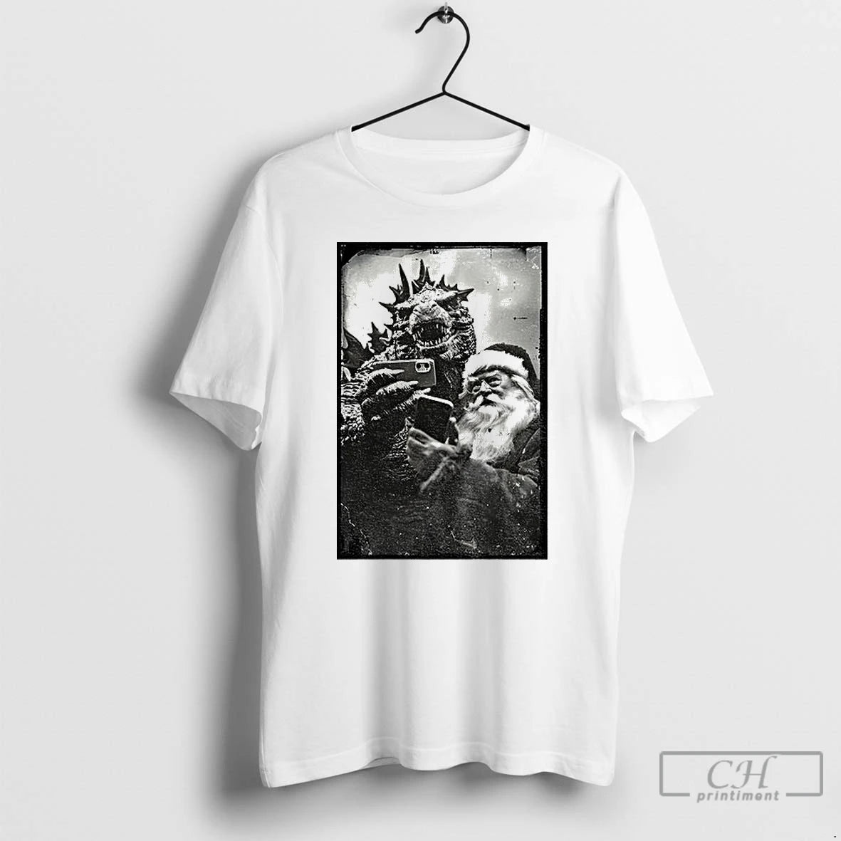 Premium Godzilla Santa Claus Vintage Selfie Photo