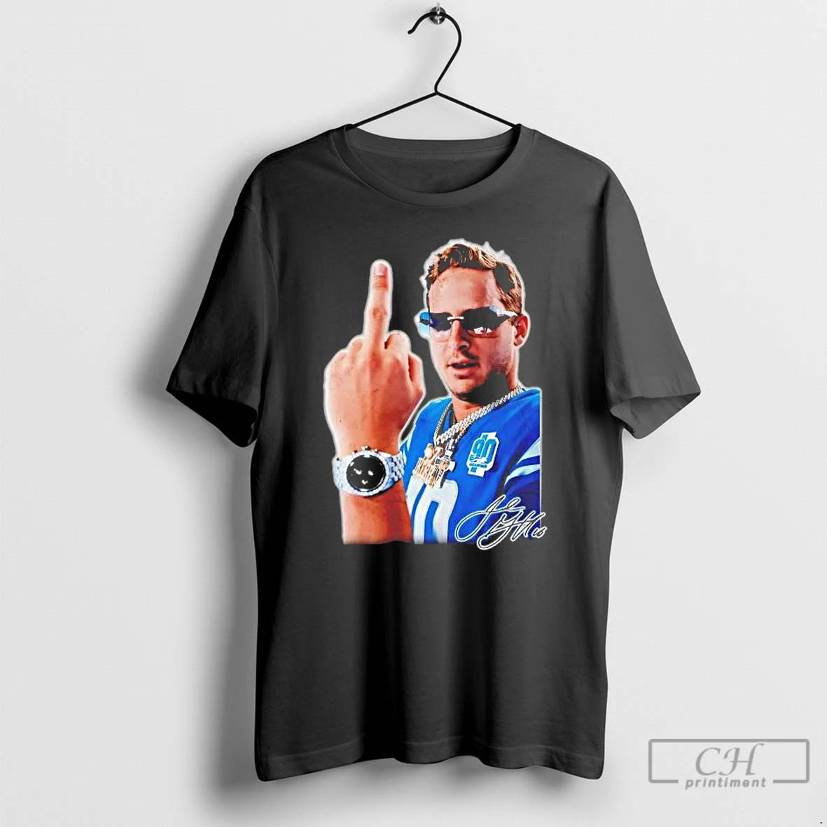 Premium Jared Goff Middle Finger Signature Detroit Lions