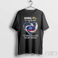 Premium Jesus In My Heart Houston Texans In My Veins Heartbeat Line T Shirts Sweater