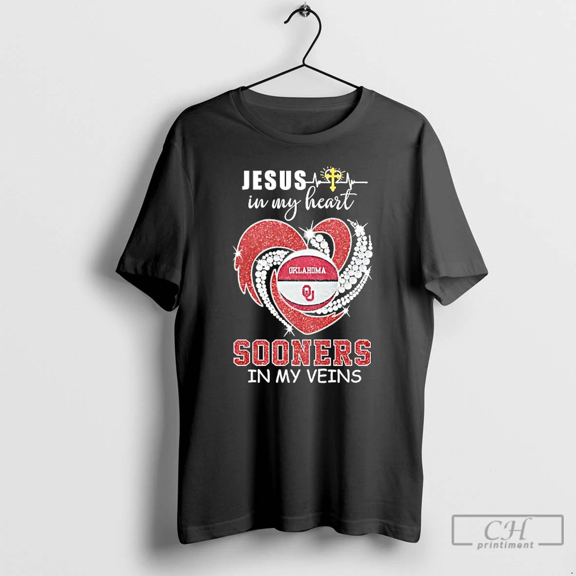 Premium Jesus In My Heart Oklahoma Sooners In My Veins Logo Team T Shirts Sweater