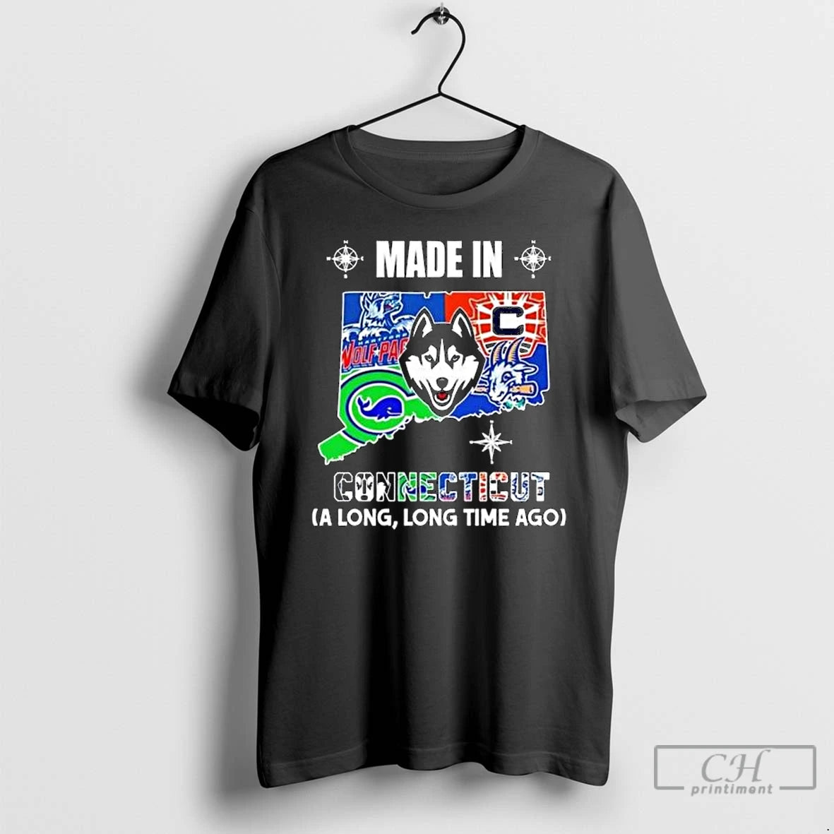 Premium Made In Connecticut A Long Long Time Ago State Logo Map 2026 T Shirts