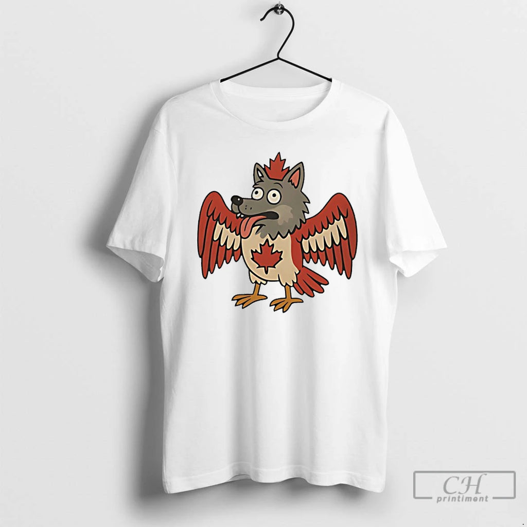 Premium Maple Mad Wolfbird Quirky Canadian Creature Cartoon