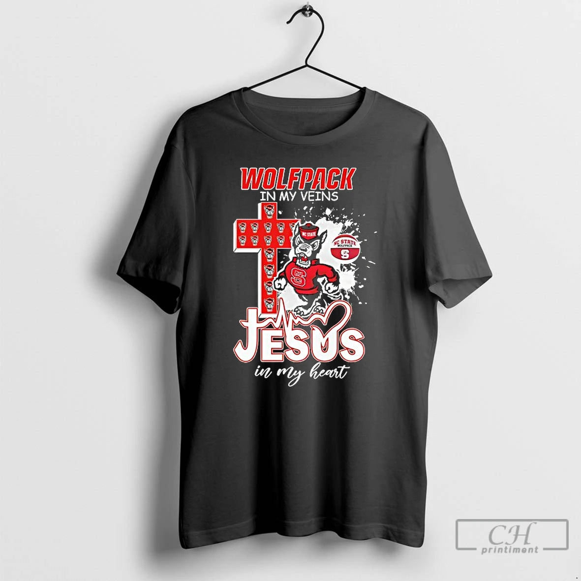 Premium Nc State Wolfpack In My Veins Jesus In My Heart Mascot And Cross