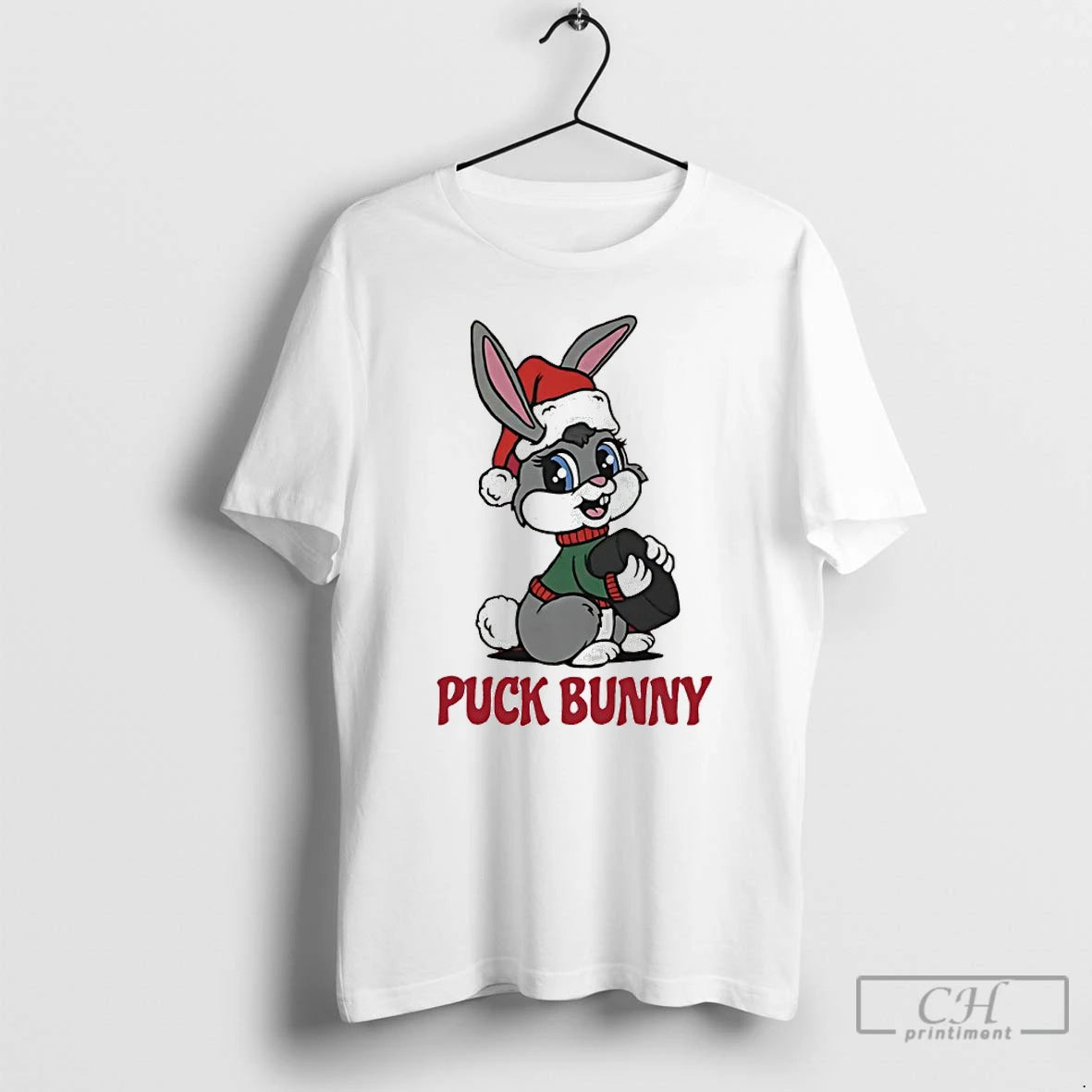 Premium Puck Bunny Hockey Christmas Santa