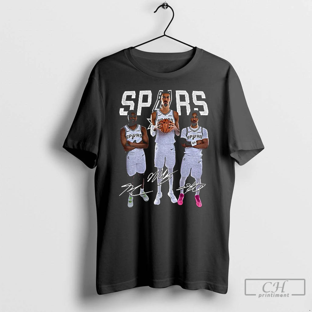 Premium Stephon Castle Victor Wembanyama And Deaaron Fox Big 3 San Antonio Spurs Signatures