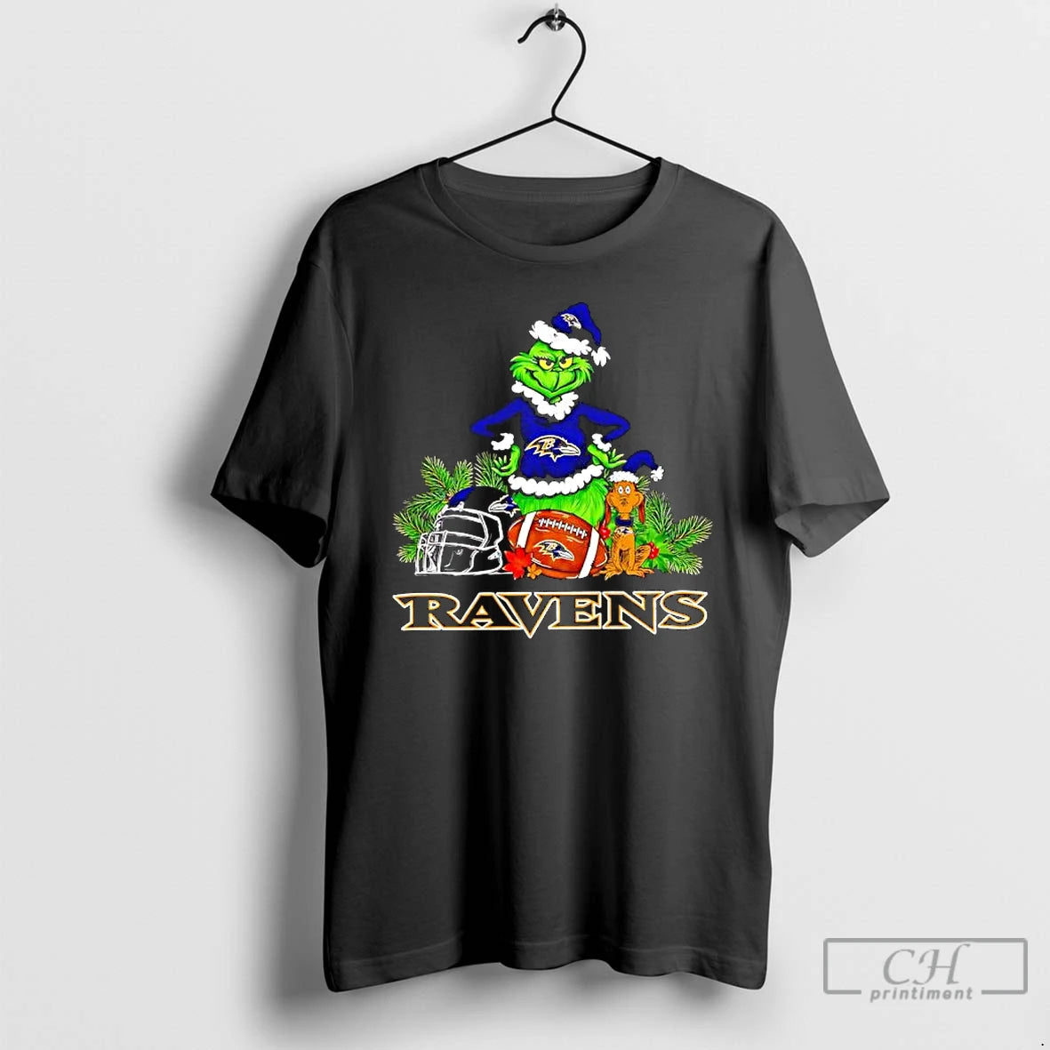 Premium The Grinch And Max Baltimore Ravens Christmas Helmet Items
