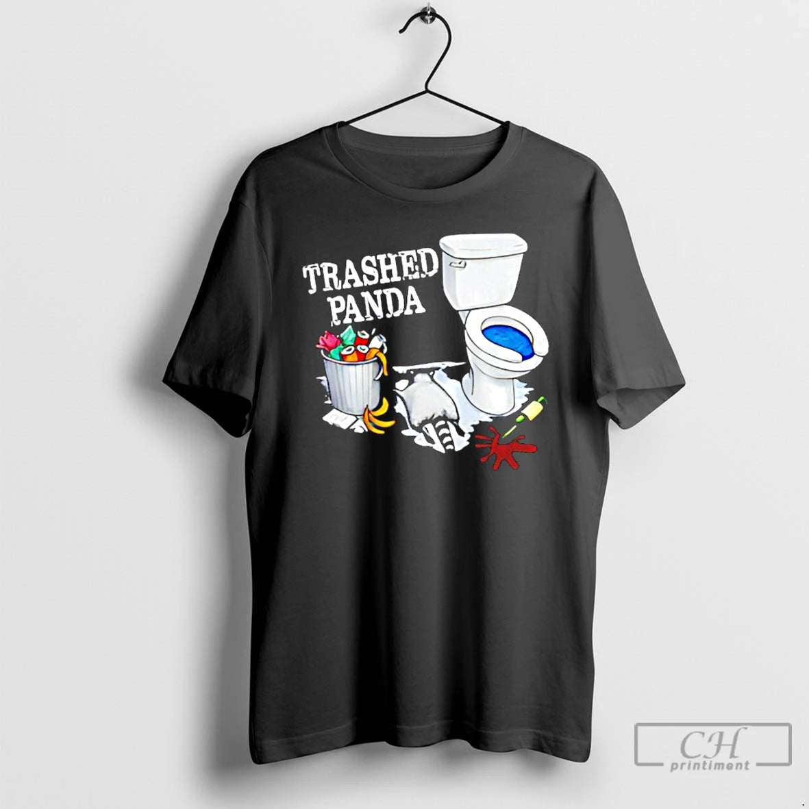 Premium Trashed Panda Funny Drunk Raccoon Party Animal Joke Graphic