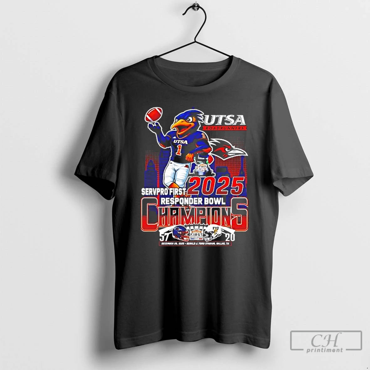 Premium Utsa Roadrunners 2025 Responder Bowl Champions Mascot Skyline