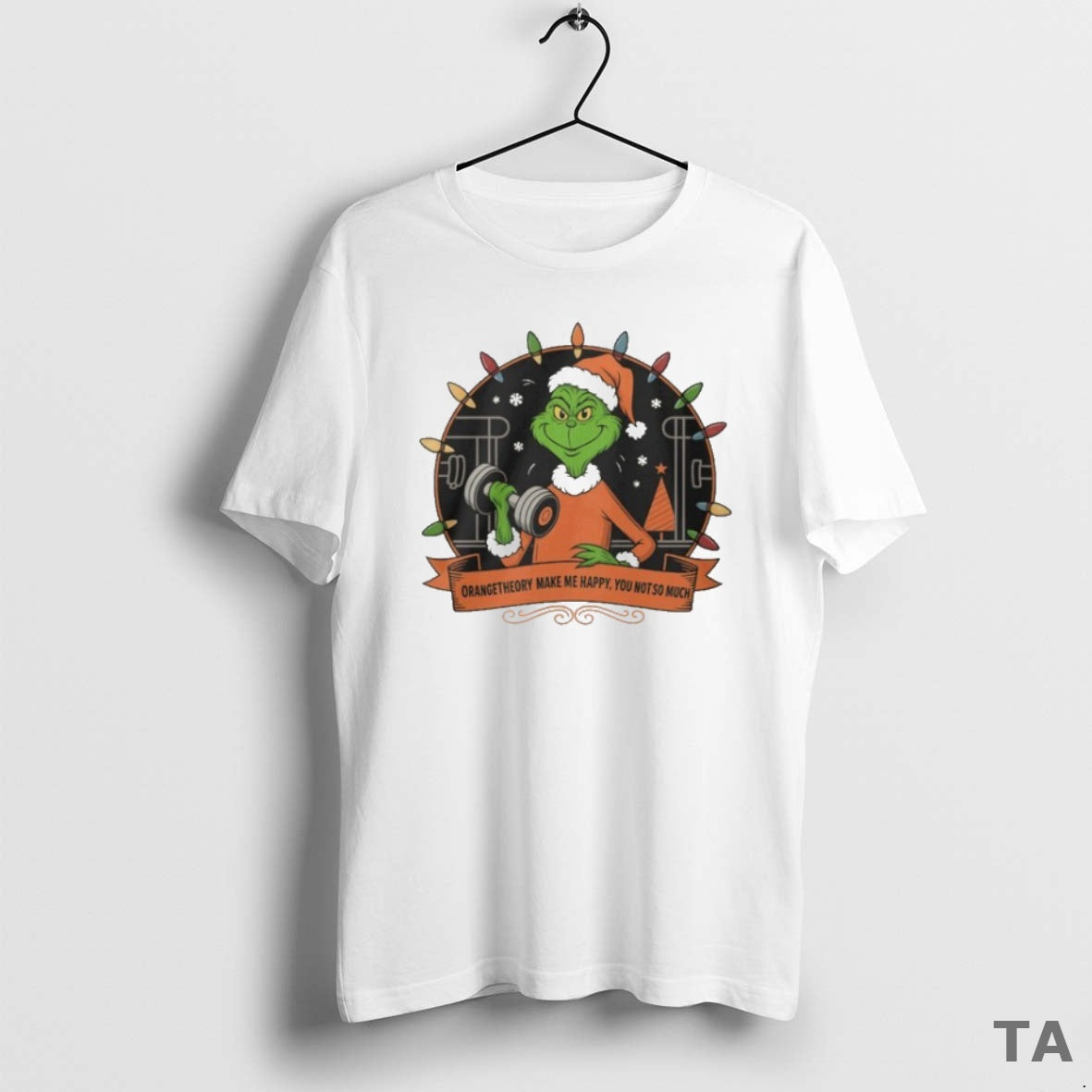 Top Grinch Santa Orange Theory Make Me Happy You Not So Much Christmas Lights