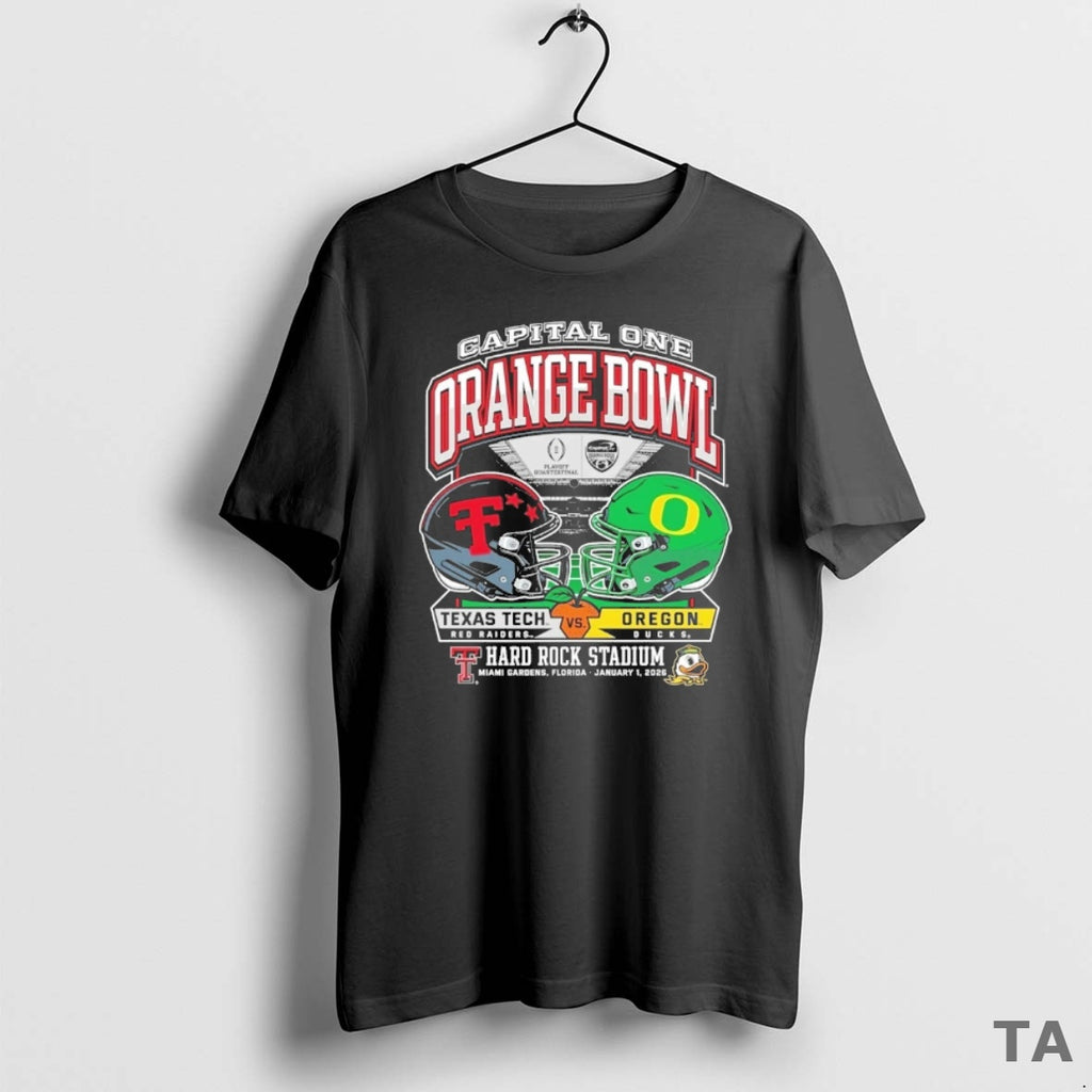 Top Oregon Vs Texas Tech 2026 Capital One Orange Bowl Dueling Helmets January 1 Hard