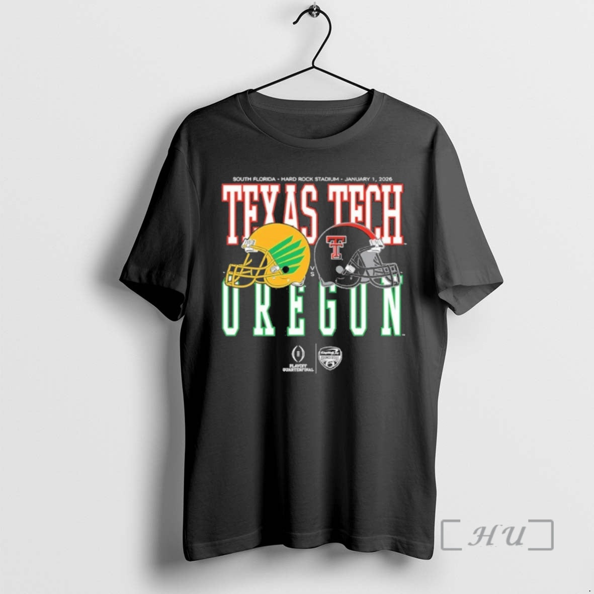Trending Capital One Orange Bowl 2026 Oregon Vs Texas Tech Helmet Matchup Premium T Shirts