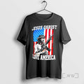 Trending Jesus Christ I Love America Rifle American Flag Graphic
