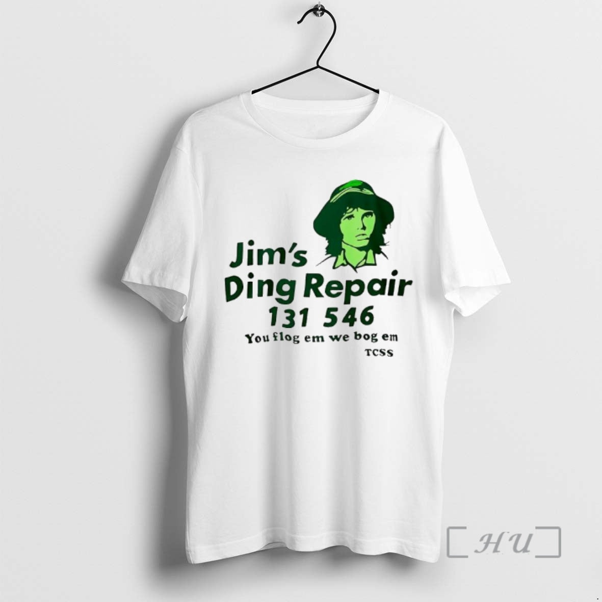 Trending Jims Ding Repair 1311 546 You Flog Em We Bog Em Premium T Shirts
