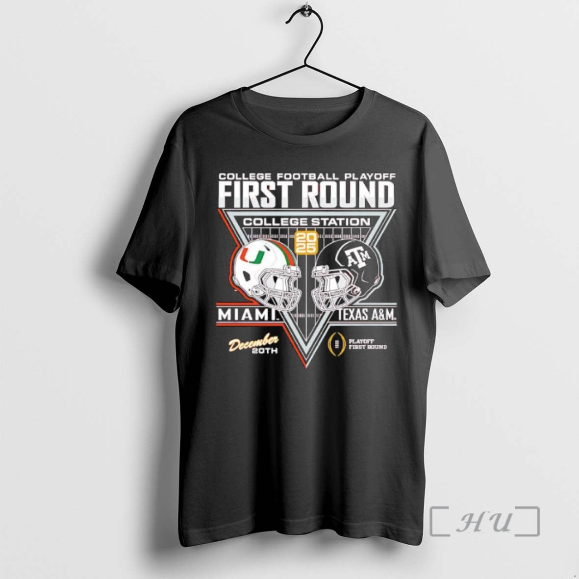 Trending Miami Vs Texas Am Cfp 25 26 First Round Helmet Premium T Shirts Sweater