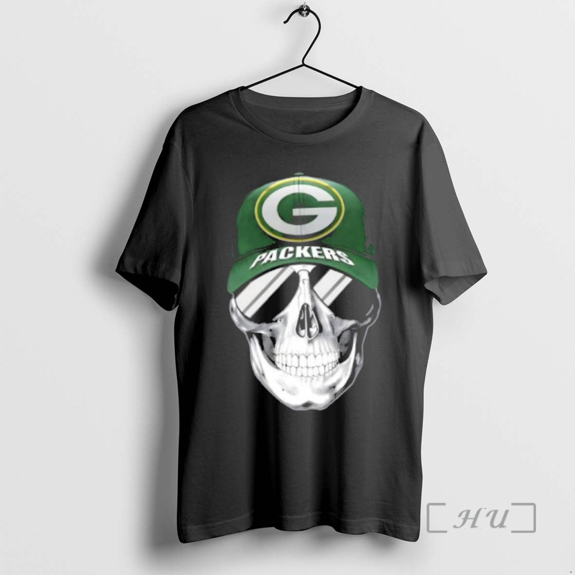 Trending Skull Wearing A Cap And Smile Green Bay Packers Fans Premium T Shirts Sweater