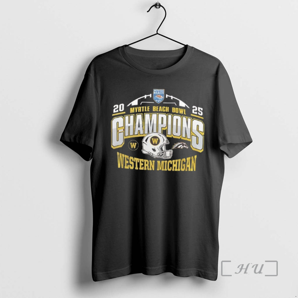 Trending Western Michigan Football 2025 Myrtle Beach Bowl Champions 2 Sided Premium T Shirts Sweater