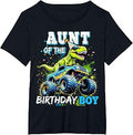 Aunt Birthday Boy Monster Truck Dinosaur Party Rex Unisex T-shirt, Sweatshirt, Hoodie (1)