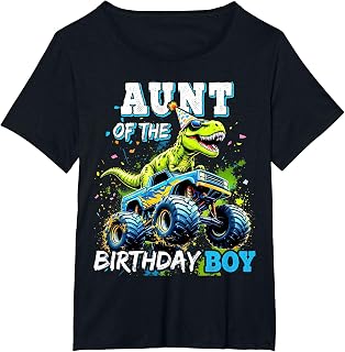 Aunt Birthday Boy Monster Truck Dinosaur Party Rex Unisex T-shirt, Sweatshirt, Hoodie (1)