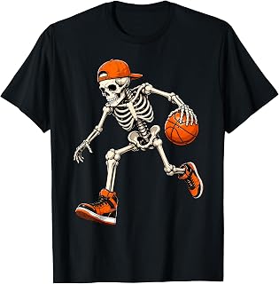 Skeleton Playing Basketball Halloween Unisex T-shirt, Sweatshirt, Hoodie (1)