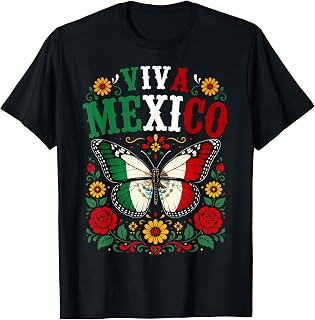 Viva Mexico Mexican Flag Butterfly Independence Day Unisex T-shirt, Sweatshirt, Hoodie (1)