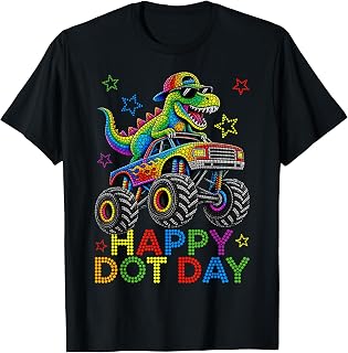 Happy Dot Day Monster Truck Dinosaur Polka Dot Unisex T-shirt, Sweatshirt, Hoodie (1)