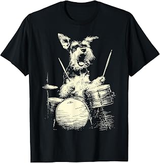 Schnauzer Playing Drums Music Dog Drummer Unisex T-shirt, Sweatshirt, Hoodie (1)