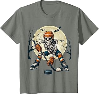 Spooky Skeleton Ice Hockey Halloween Costume Unisex T-shirt, Sweatshirt, Hoodie (1)
