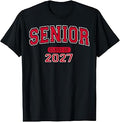 Senior Class 2027 Graduation Varsity Red White Letters Unisex T-shirt, Sweatshirt, Hoodie (1)
