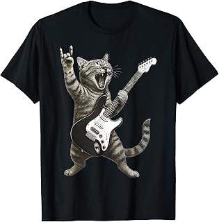 Cat Playing Guitar Rock Roll Unisex T-shirt, Sweatshirt, Hoodie (1)